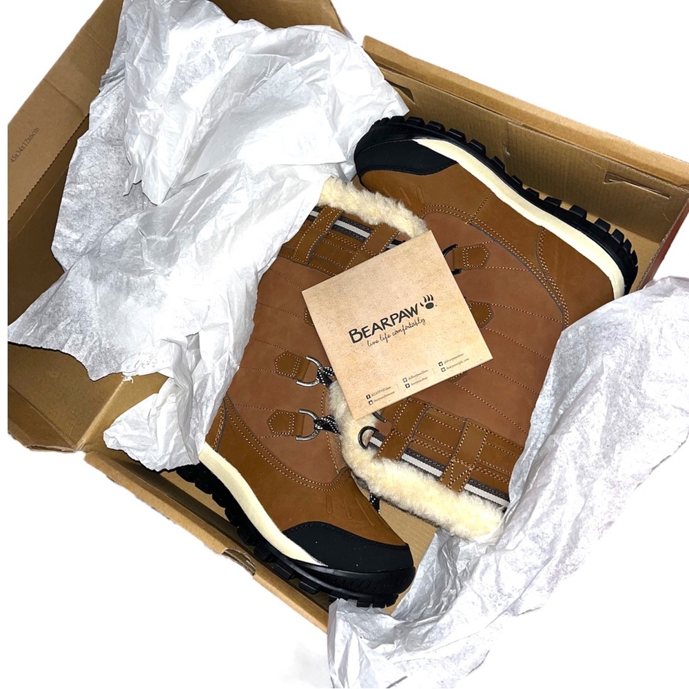 Bear paw Brown laced Snow Boots Faux Fur